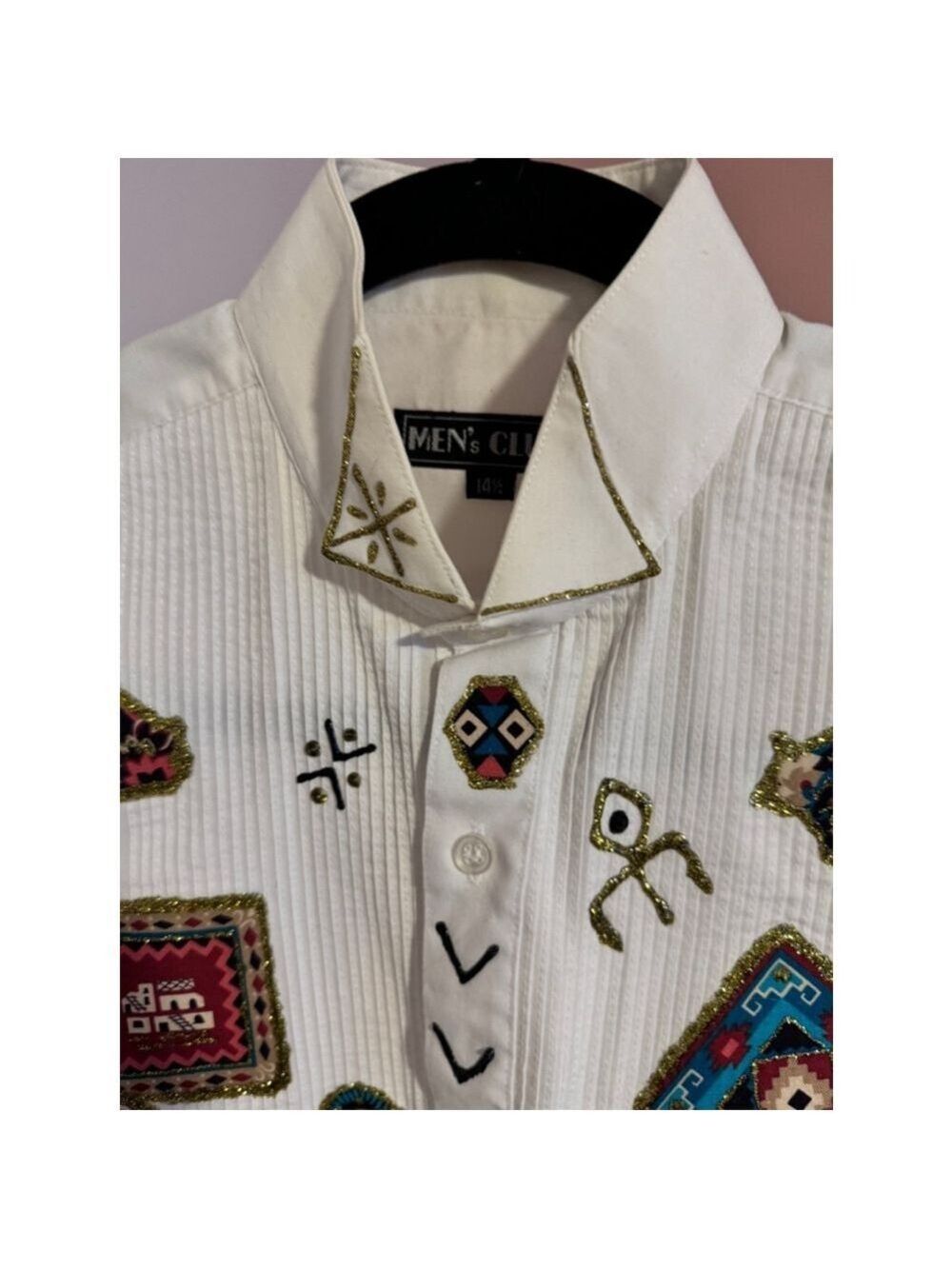 A white shirt. Mens size 14 1/2. Poly-cotton Korea decorated for what? ￼ - Picture 10 of 15